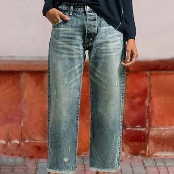 Margaux | Lived-in Button Fly Straight Leg Jeans for Women