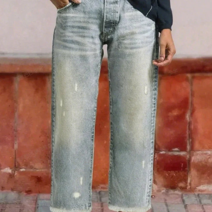 Margaux | Lived-in Button Fly Straight Leg Jeans for Women