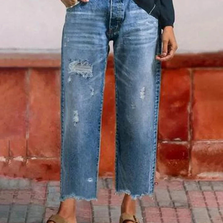 Margaux | Lived-in Button Fly Straight Leg Jeans for Women