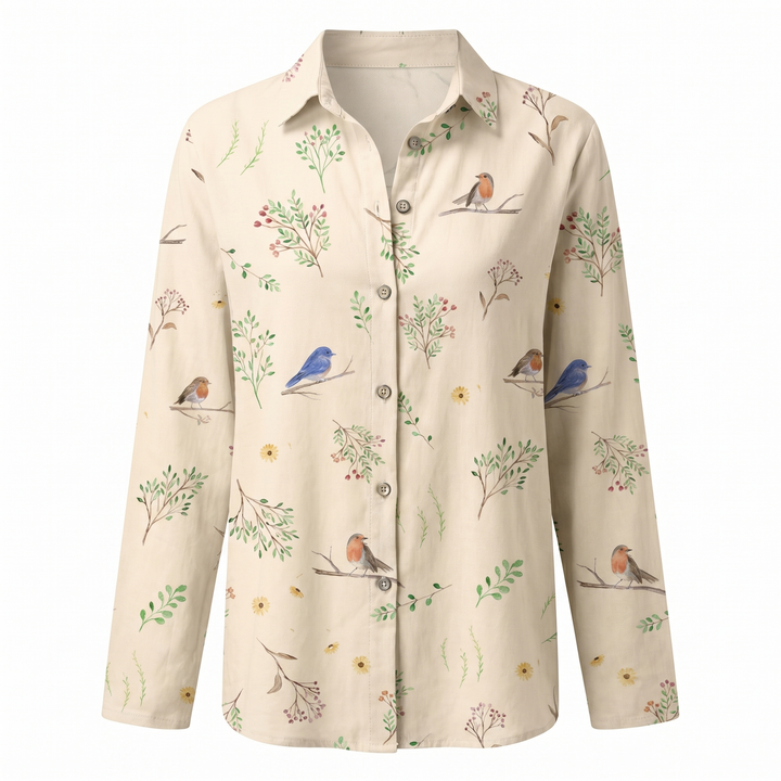 Hermine | Framed Split Neck Printed Blouse for Women