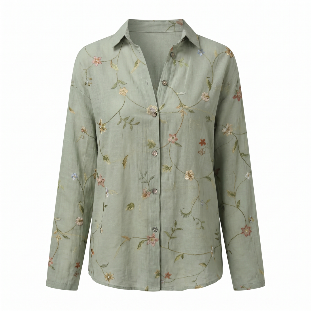 Hermine | Framed Split Neck Printed Blouse for Women