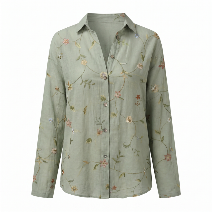 Hermine | Framed Split Neck Printed Blouse for Women