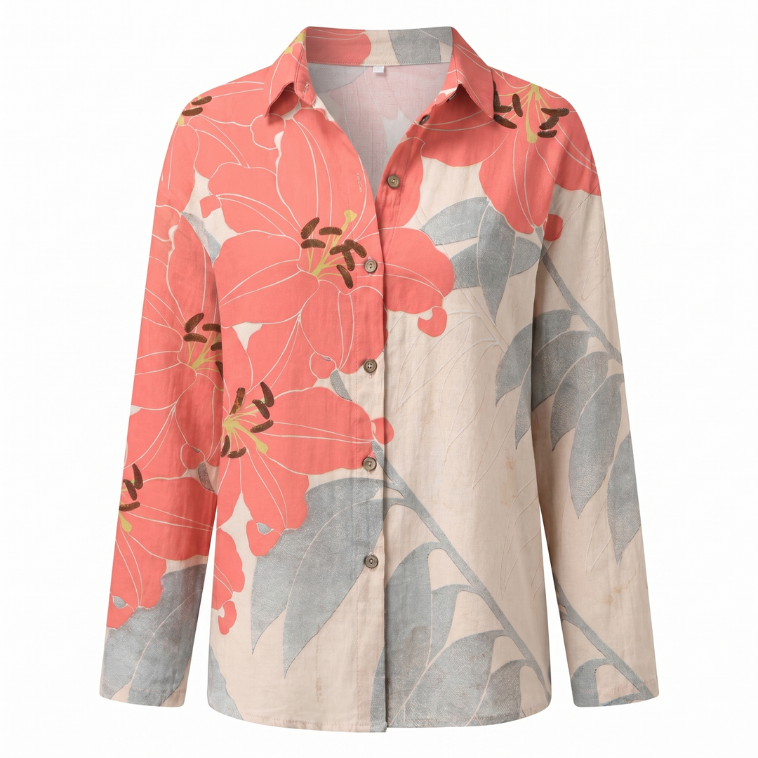 Hermine | Framed Split Neck Printed Blouse for Women