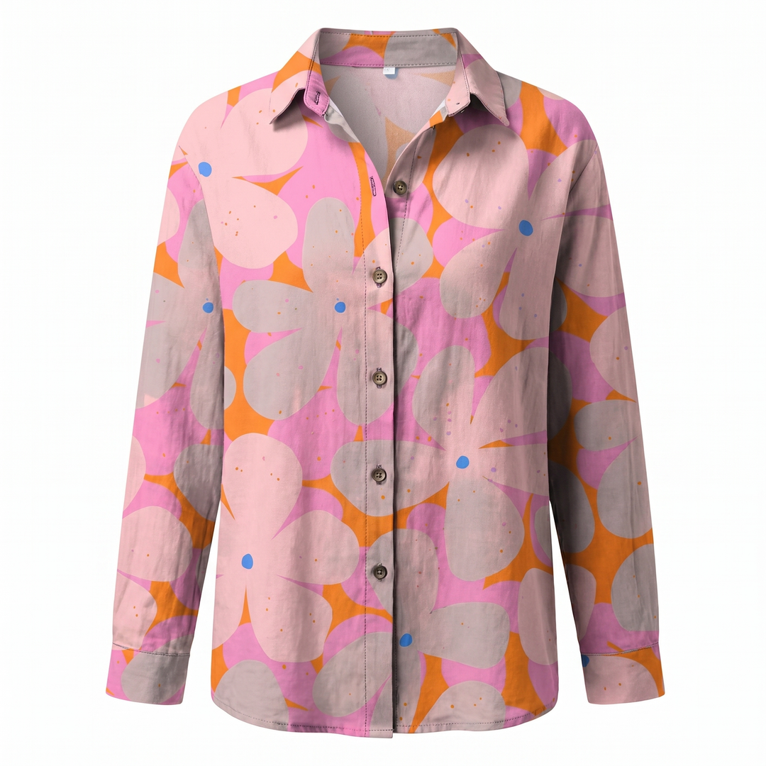 Hermine | Framed Split Neck Printed Blouse for Women