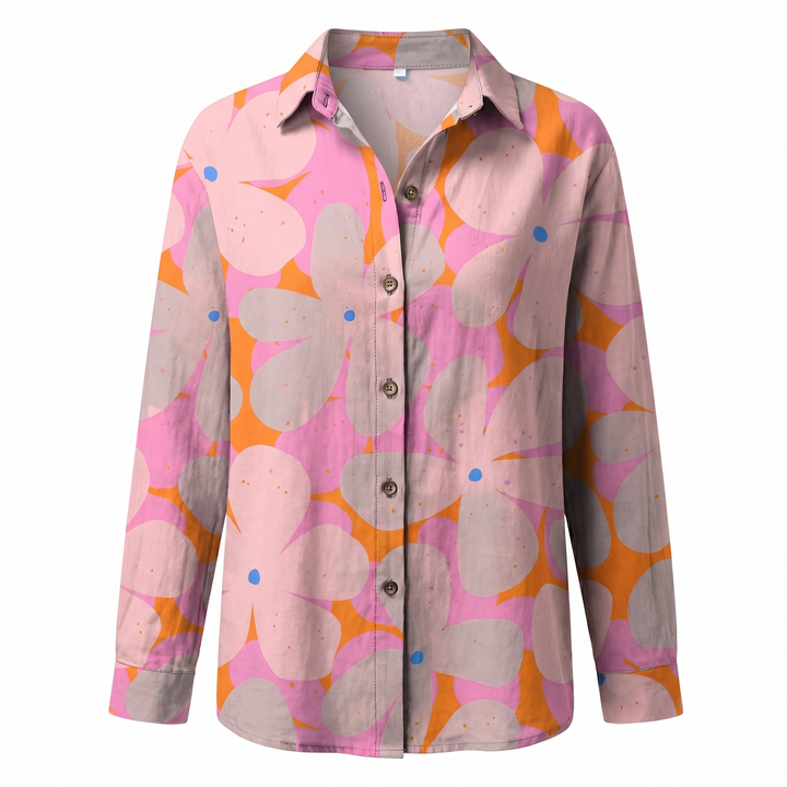 Hermine | Framed Split Neck Printed Blouse for Women