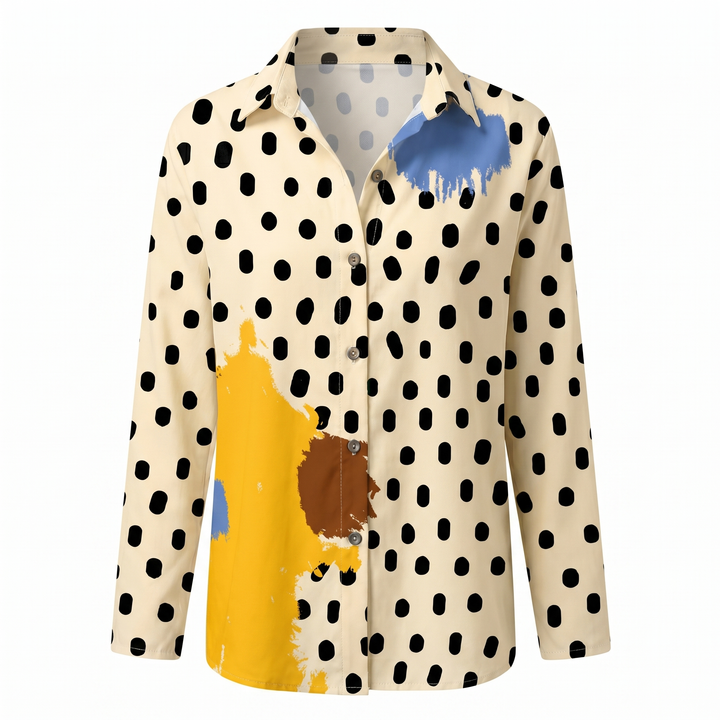 Hermine | Framed Split Neck Printed Blouse for Women