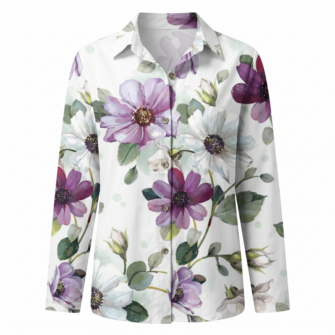 Hermine | Framed Split Neck Printed Blouse for Women