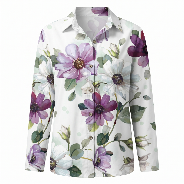 Hermine | Framed Split Neck Printed Blouse for Women