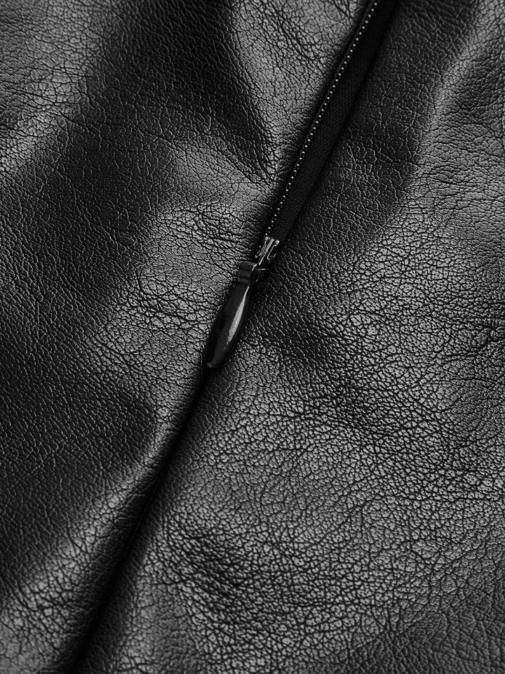 Isolde | Layered Pleated Faux Leather Midi Skirt for Women