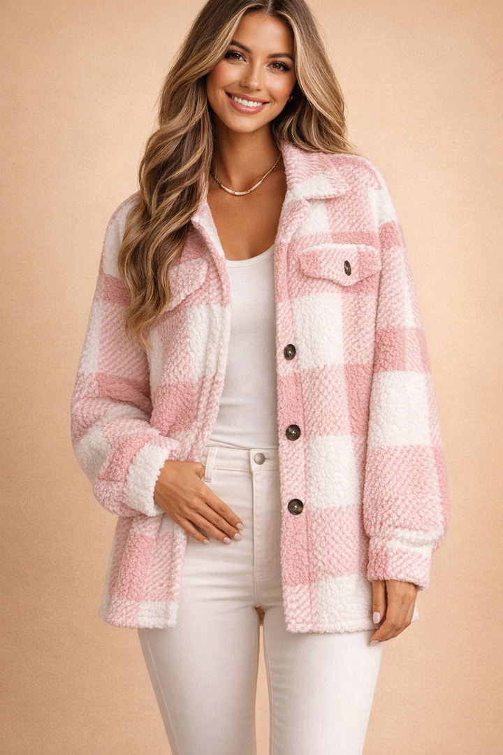 Ruby | Cosseted Checked Teddy Overshirt for Women