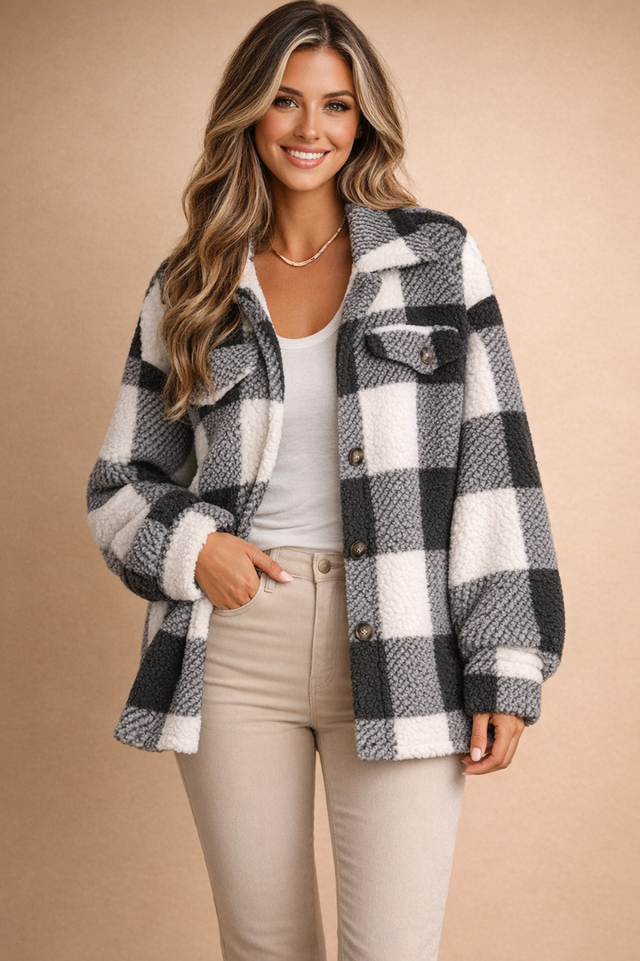 Ruby | Cosseted Checked Teddy Overshirt for Women
