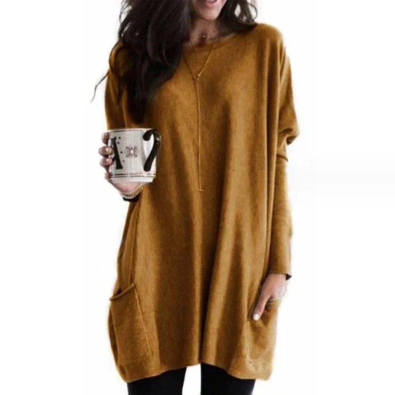 Harriet | Mellow Oversized Long Sleeve Pocket Tunic Top for Women