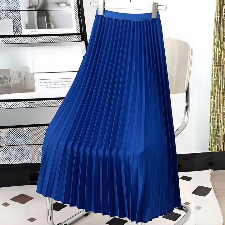 Elspeth | Burnished Pleated Satin Midi Skirt for Women