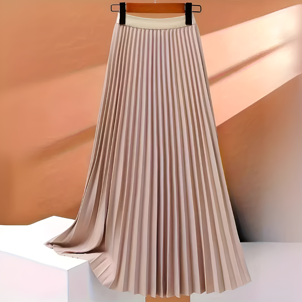 Elspeth | Burnished Pleated Satin Midi Skirt for Women