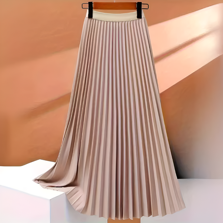 Elspeth | Burnished Pleated Satin Midi Skirt for Women