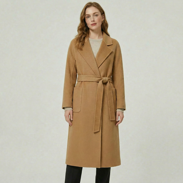 Clotilde | Swathed Belted Wool Wrap Coat for Women