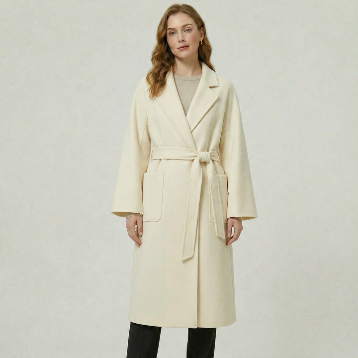 Clotilde | Swathed Belted Wool Wrap Coat for Women