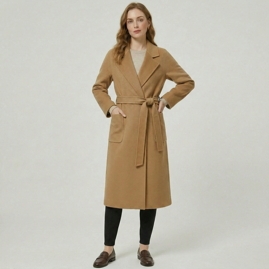Clotilde | Swathed Belted Wool Wrap Coat for Women