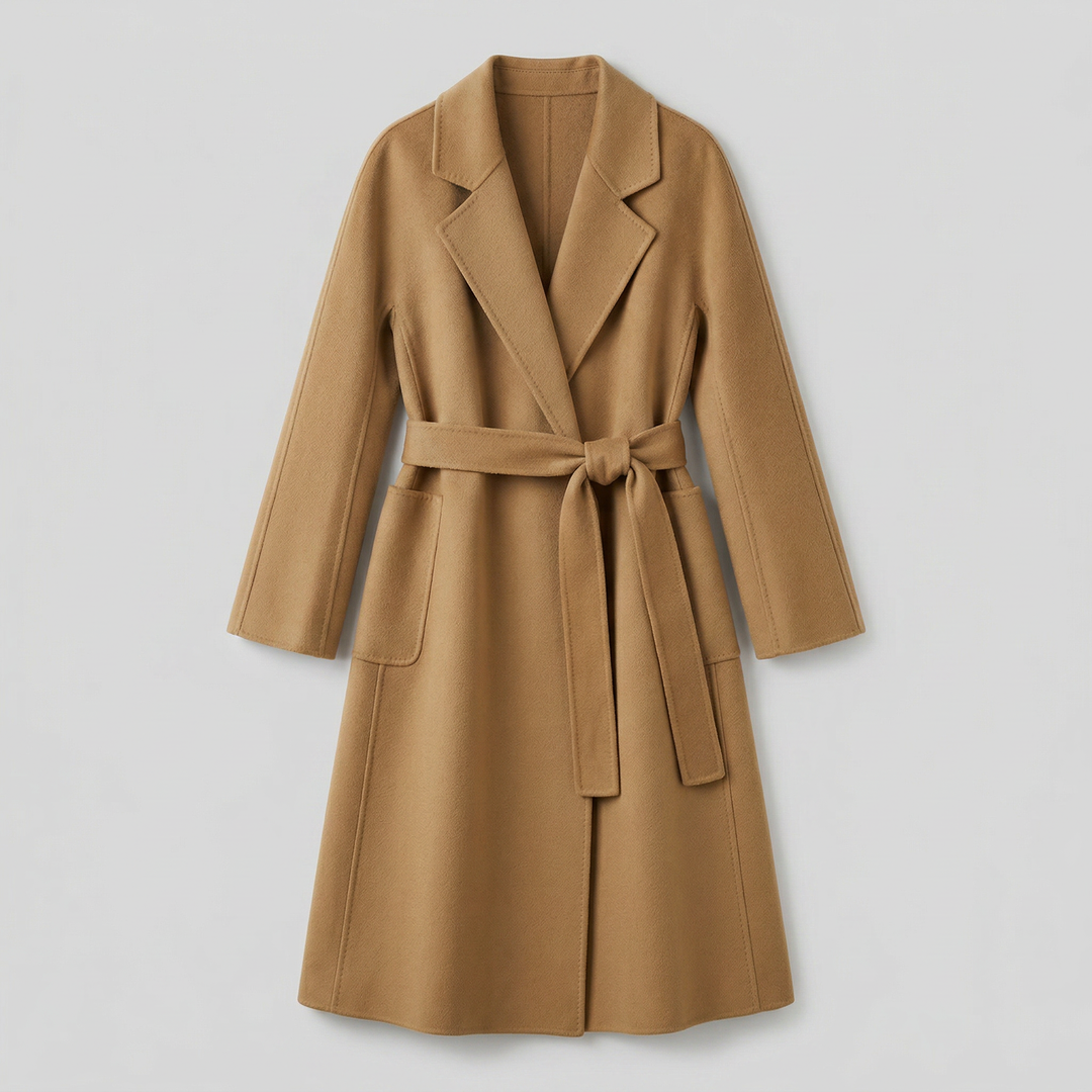 Clotilde | Swathed Belted Wool Wrap Coat for Women