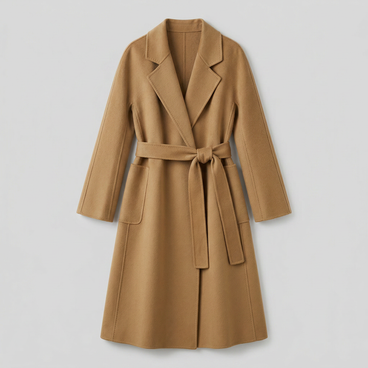 Clotilde | Swathed Belted Wool Wrap Coat for Women
