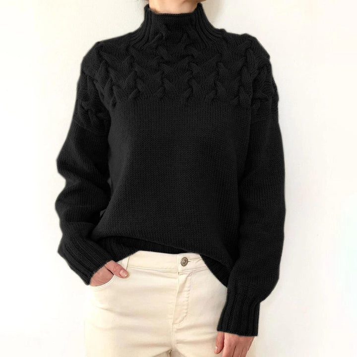Elena | Velvety Cable Knit Turtleneck Sweater for Women